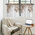thumbnail image 2 of Grey Leaves 2 Panel Kitchen Curtains for Small Windows, Summer Botanical Tropical Watercolor Bathroom Tier Curtain, Short Window Treatment for Bedroom/Living Room 55"x36", 2 of 8