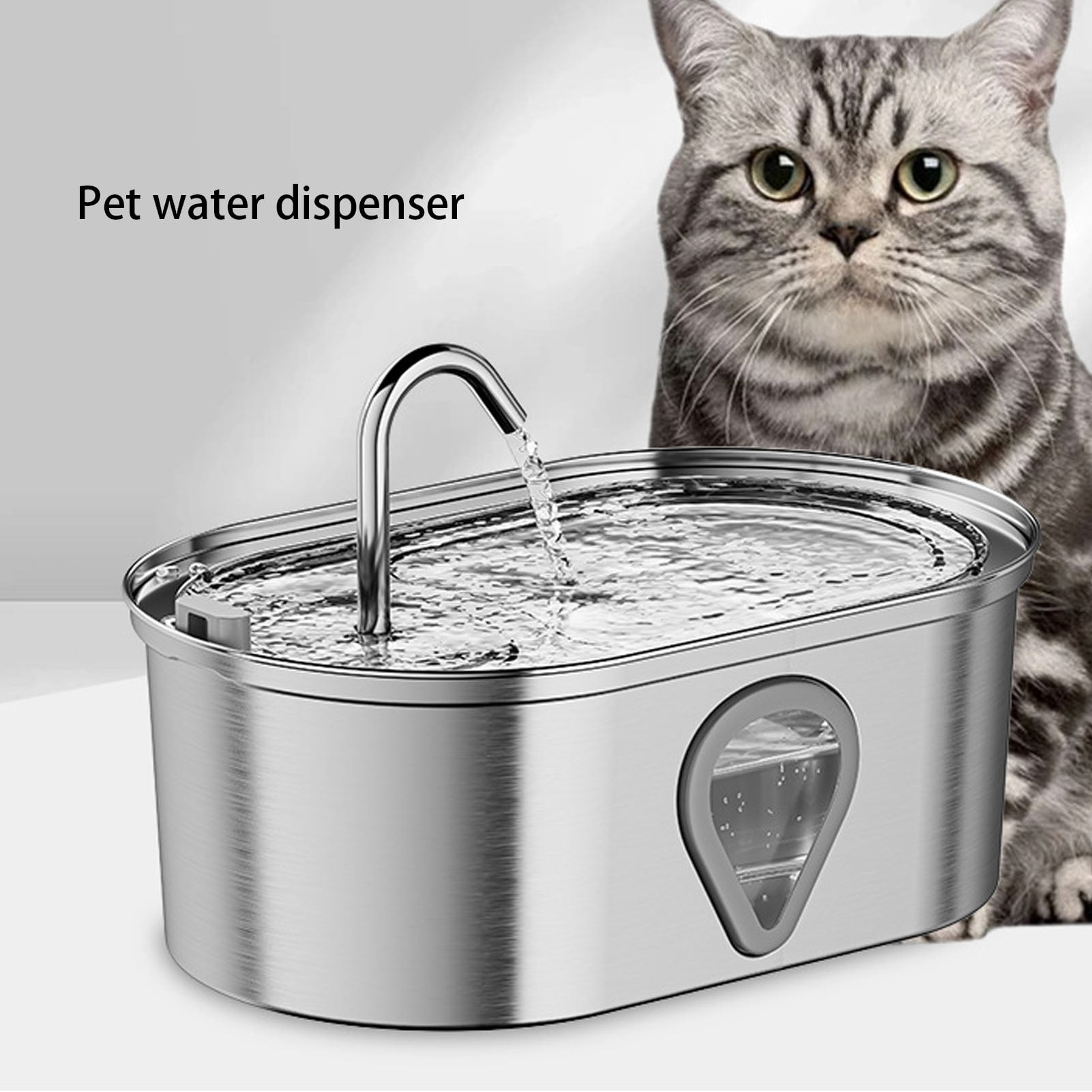 Pet Water Dispenser, Cat Water Fountain Noiseless 3.5L Automatic Circulating 304 Stainless Steel Easy To Maintain  For Daily Use
