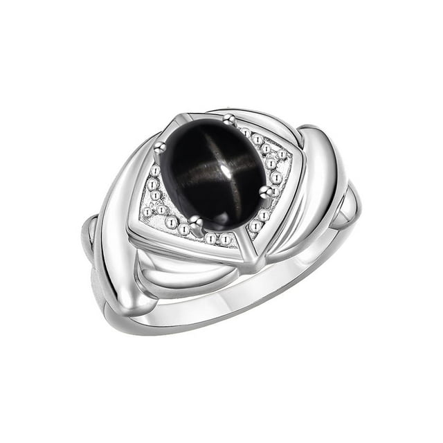 RYLOS Bagues pour Femmes Bague en Or Blanc 14K XOXO Câlins et Baisers Bague Pierre Précieuse 9x7 mm et Diamant Mars Saphir Étoilé Noir Bijoux pour Femmes Taille 10