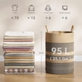 thumbnail image 5 of 95L Striped Laundry Hamper with Leather Handles,Large Foldable Laundry Basket for Clothes,Cotton Rope Storage Bin for Blankets,Woven Clothes Basket for Bedroom,Dark Brown Stripes, 5 of 6