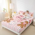 thumbnail image 4 of Manfei Merry Christmas Queen Sheet Sets,Candy Cane Flat Sheet,Cartoon Gingerbread Man Queen Fitted Sheet For Kids,Luxury Bedroom Decor,4-Piece, 4 of 7