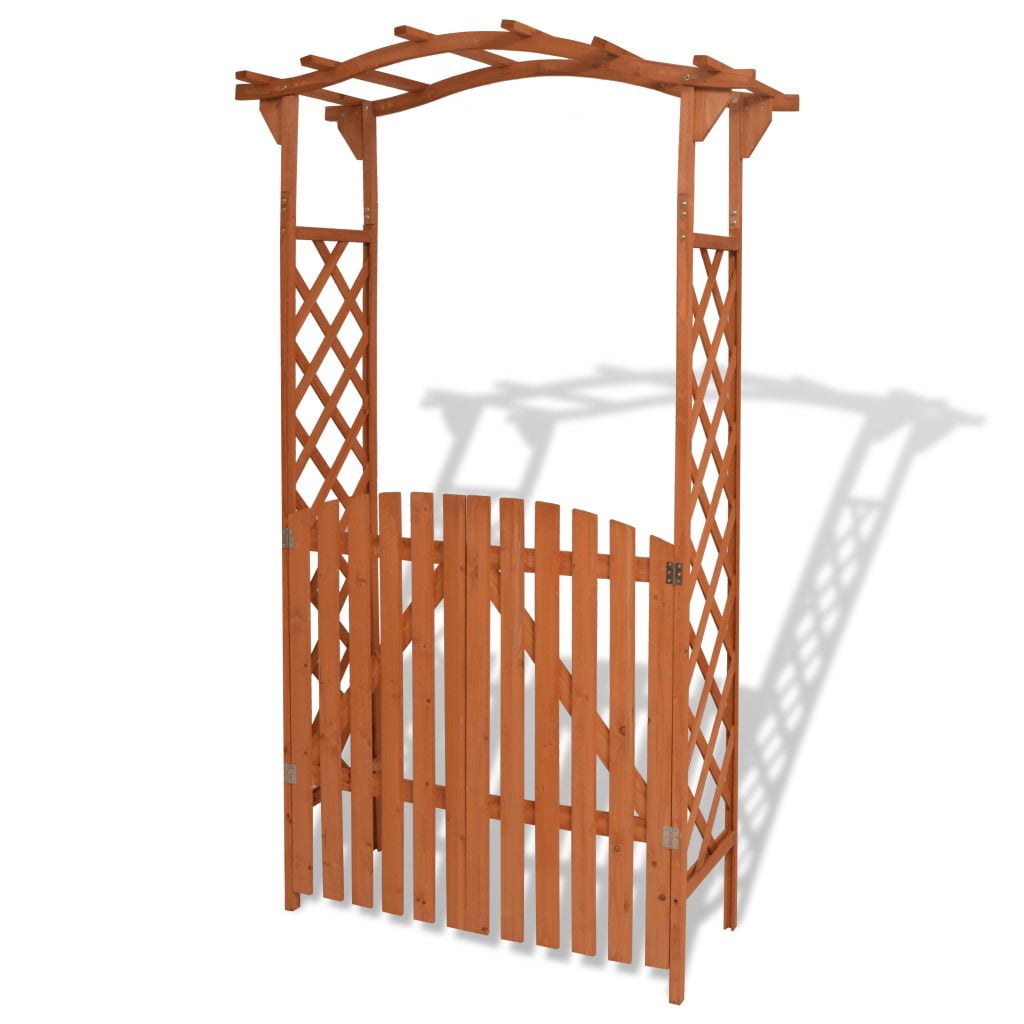 Details about   Outdoor Gardening Solid Wood Garden Arch w/ Gate Arbor Plant Climbing Support