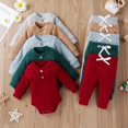 thumbnail image 4 of 16 Colors Baby Solid Knit Sets Newborn Infant Girls Boys Fall Winter Long Sleeve Romper + Elastic Pants Toddler Outfit 0-24M, 4 of 10