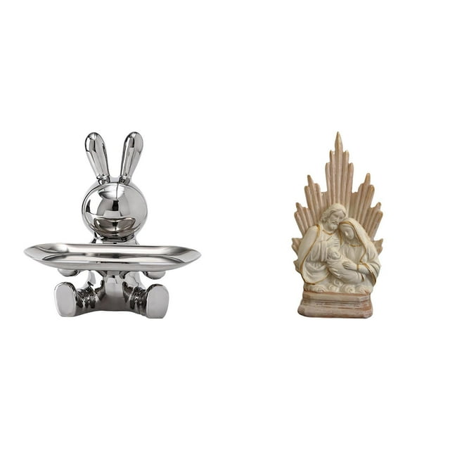 Figura Creativa De Conejo, Escultura Cristiana Clásica, Estatua De Resina De Cerámica, Bandeja Organizadora Para Pascua, Boda, Tocador, Mesa De Oficina, Decoración Del Hogar