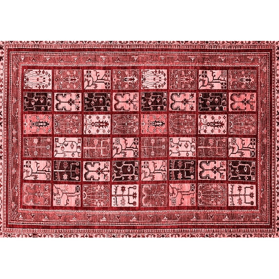 Ahgly Company Indoor Rectangle Abstract Red Modern Area Rugs, 7' x 10'