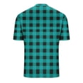 thumbnail image 4 of Cmfcve Round Neck T-shirts for Men Plaid Button Top Blouses Short Sleeve Pullover Work Tee Tops, 4 of 5