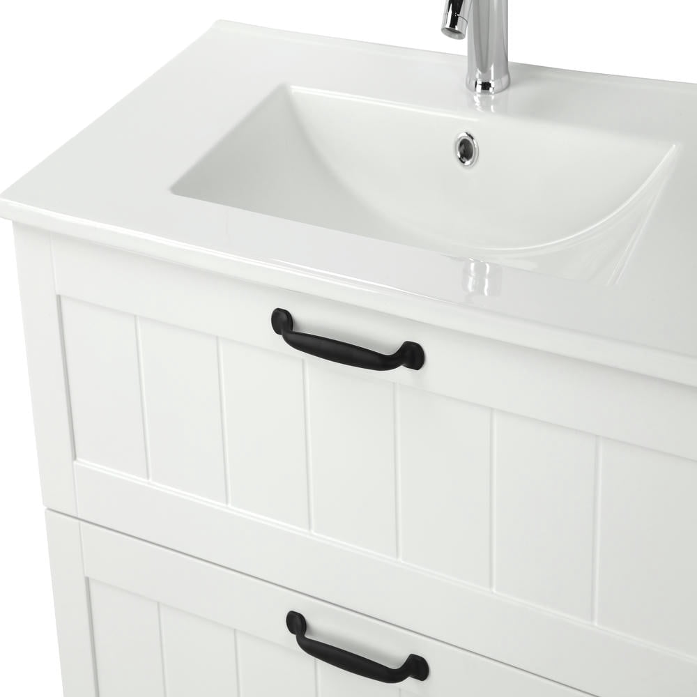 GVN Bath Cabinet, Bathroom Wall Cabinet,31.5" Bathroom Vanities Cabinet with Sink Combo, Soft-Close System, 2 Extra Big Drawers, White