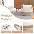 thumbnail image 3 of Large Cotton Rope Baskets for Storage, Blanket Woven Basket Laundry Hamper with Handles, Clothes Basket Toy Storage Organizer for Living Room, Nursery, Bedroom(White/Brown), 3 of 8