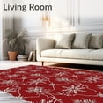 thumbnail image 2 of ODIKA 8'x10' Machine Washable Non-Slip Area Rug, Victorian Holiday Fleur Motif with Interwoven Icy Snowflakes and Delicate Petals High Traffic Rug, Red, 638833, 2 of 7