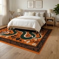 thumbnail image 3 of ODIKA Tibetan Tiger Snake Battle Motif Martial Scroll Folk Versus Striped Foldable Easy Care for Queen Size Bedroom, Under Bed, Master Suite, 3 of 7
