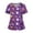 Purple, variant on Plus Size Scrubs for Women Stretch Funny Kitty and Clouds Print Short Sleeve V Neck Working Uniform with Pockets