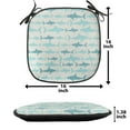 thumbnail image 5 of Sea Animals Chair Seating Cushion Set of 6, Monochrome Shark Illustration Fashion Maritime Illustration Aquatics, Seat Pads with Anti-slip Backing, 16"x16", Turquoise Beige Teal, by Ambesonne, 5 of 7