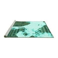 thumbnail image 2 of Ahgly Company Machine Washable Indoor Round Oriental Turquoise Blue Modern Area Rugs, 3' Round, 2 of 4
