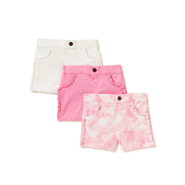 Garanimals Baby Girls’ Twill and Denim Ruffle Shorts, 3-Pack $2.99