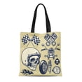 thumbnail image 1 of SIDONKU Canvas Tote Bag Flag of Hand Made Vintage Motorcycle Race Skull Helmet Reusable Shoulder Grocery Shopping Bags Handbag, 1 of 1