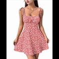 thumbnail image 1 of Vestido Bohemio Floral para Mujer, Mono con Tirantes Finos y Fruncido, Rosa, Talla L, 1 of 9