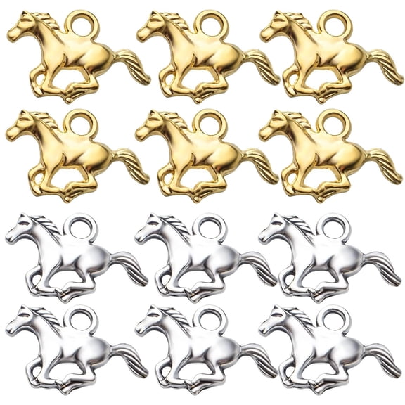 50pcs Horse Charms Pendants Tibetan Alloy Animal Charms Equestrian Horsemanship Beads Crafts Supplies for DIY Bracelet Jewelry Making Findings