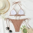 thumbnail image 6 of Saving UTSJKR Triangle Bikini for Women 2 Piece Halter Bikini Sets Sexy High Cut Bathing Suit Side Tie Swimsuits Khaki 8-12, 6 of 6
