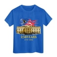 thumbnail image 4 of mgoYE 250th Anniversary USA Shirt Crew Neck Girls Boys American Flag 250th Anniversary Commemorative Tee, Crew Neck Loose Fit Daily Tee(Blue,5-6 Years), 4 of 5