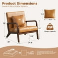 thumbnail image 2 of JULY'S SONG Mid Century Modern Accent Chair with Pillow, Leather Upholstered Reading Chair with Wood Frame, 25.6" W Arm Chairs in Living Room,Brown-Leather, 2 of 9