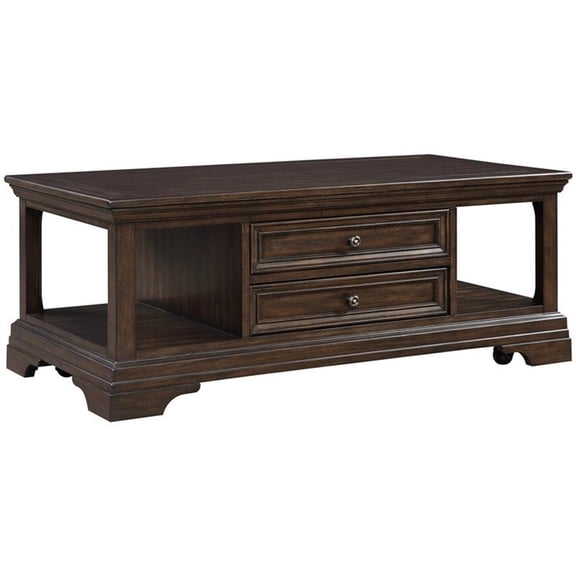 Pemberley Row Birch Veneer Espresso Coffee Table Rectangular Lift Top 48" x 24" Assembled