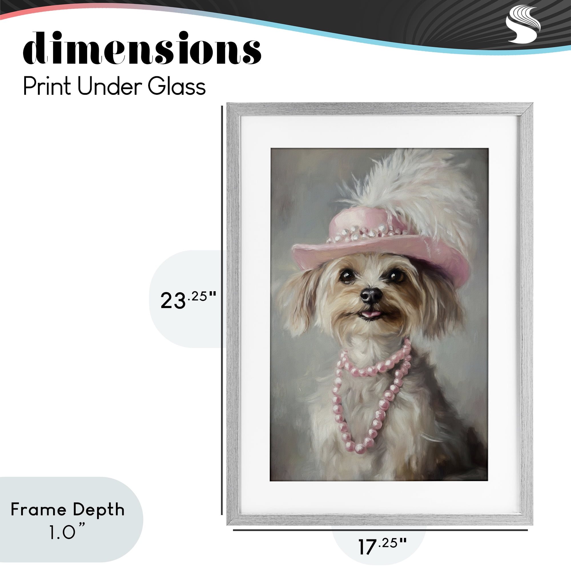 Stupell Industries Lady Yorkie Portrait Gray Framed Print Under Glass, design by Tina LeCour