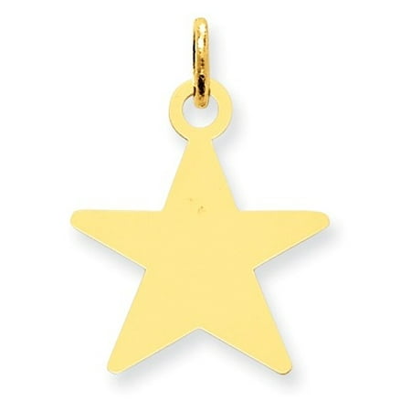 14k Yellow Gold Engravable Polished Star Disc Charm (0.9in long x 0.7in wide)
