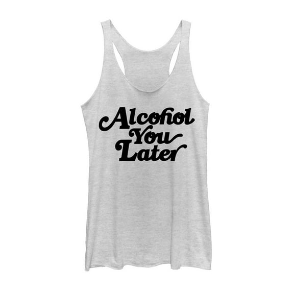 Women's CHIN UP Alcohol You Later  Racerback Tank Top White Heather Large