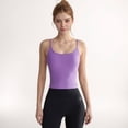 thumbnail image 2 of Women's Spaghetti Strap Activewear Tank with Built-In Bra and Seamless Longline Fit for Workout or Yoga - Medium, Purple, 2 of 7