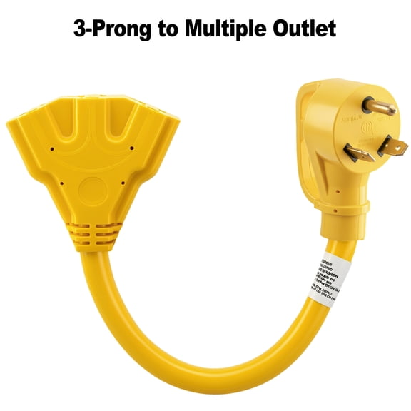 1.5 FT RV Distribution Adapter 30 Amp to 20Amp NEMA TT-30P Male to 3X 5-15R/5-20R 110V Adapter 3-Prong to Multiple Household Outlet RV Generator Distribution Cord