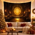thumbnail image 3 of Golden Portal in a Dark Ancient Vaulted Library, Mystical Fantasy for Book Lovers, Arcane Knowledge Decor, Halloween Gift, Tapestry Wall Hanging for Study Room and Den, 3 of 7