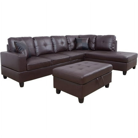 Lifestyle Furniture Scott Right-Facing Sectional & Ottoman in Chocolate/Brown