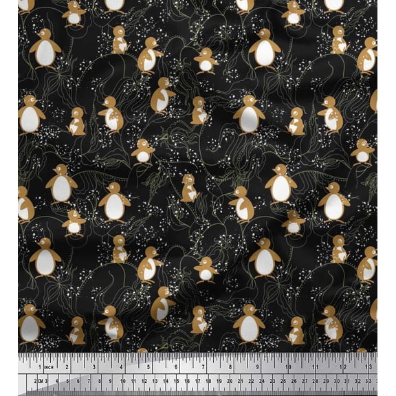 Soimoi Cotton Duck Fabric Floral & Penguin Ocean Fabric Prints by Yard 42 Inch Wide