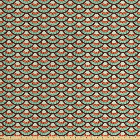 Retro Upholstery Fabric Abstract Fabric by The Yard, Scales Tile Pattern in Retro Colors Rounded Motifs Influences, Decorative Fabric for Upholstery and Home Accents, by Ambesonne ()