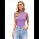 thumbnail image 2 of Camisetas de Corta con Cuello Alto para Mujer, de Transparente y Fruncida, para Salir A . Púrpura XXL, 2 of 8
