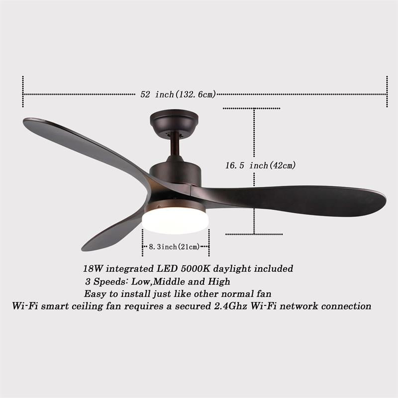 52 In Integrated Led Dark Brown Finish Smart Ceiling Fan With Remote Control Com Smart Ceiling Fan With Remote Control, How To Make Ceiling Fan Smart
