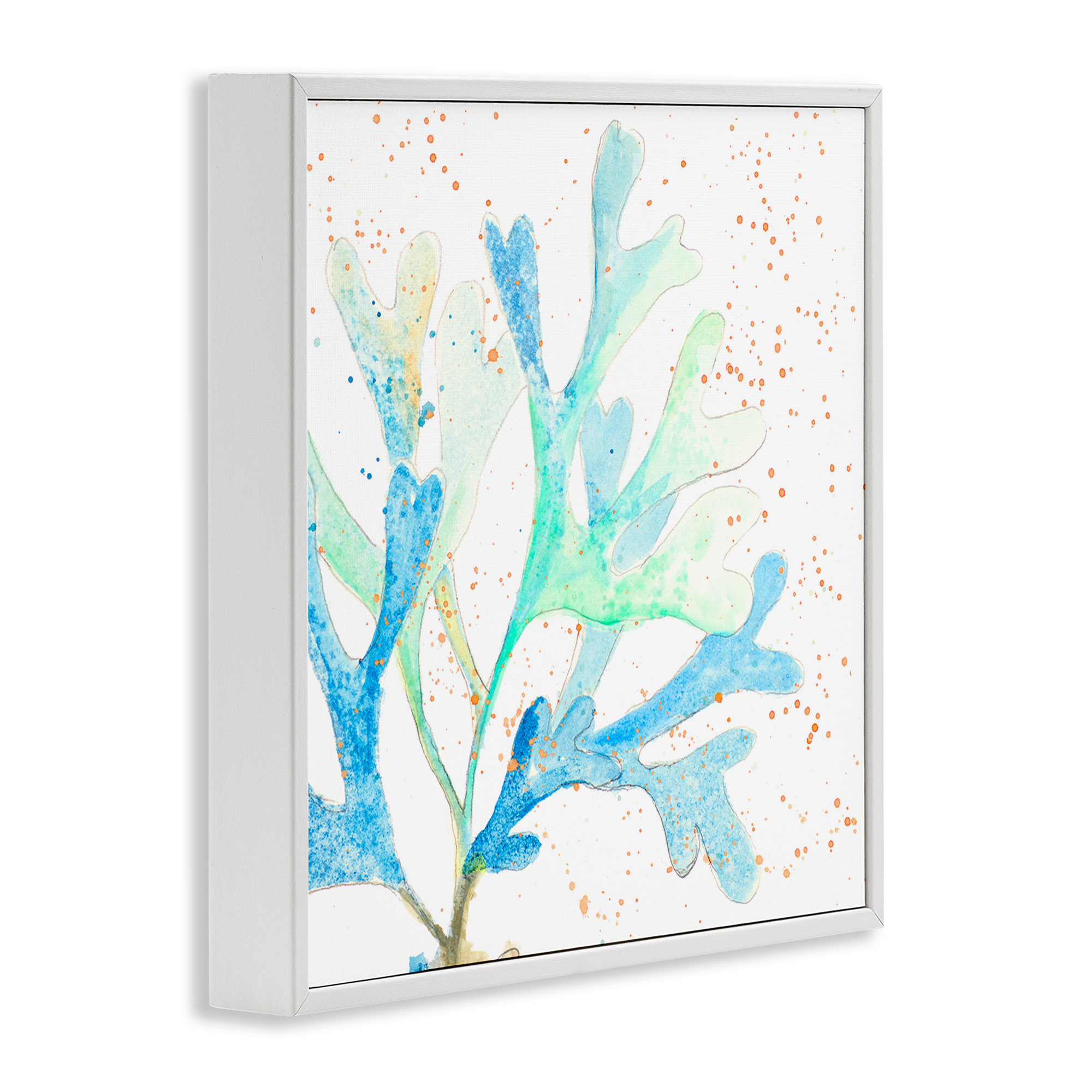 Stupell Industries Speckled Modern Coral Coastal Painting White Framed Art Print Wall Art, 24 x 24