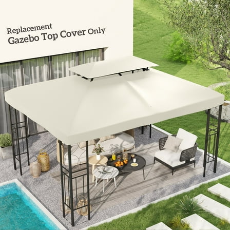 XgoodX 13' x 10' 2-Tier Gazebo Canopy Top Cover Replacement for Patio, Cream White