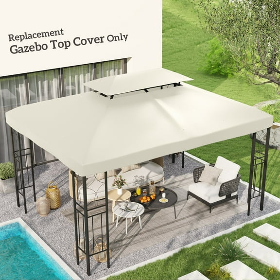XgoodX 13' x 10' 2-Tier Gazebo Canopy Top Cover Replacement for Patio, Cream White