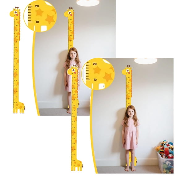 2Pack Giraffe Height Measurement Wall Sticker For Kids And Growth Chart Decal Self Easy To Apply And Durable For Baby Room Nursery Kids Bed Measuring Tools Home Decor