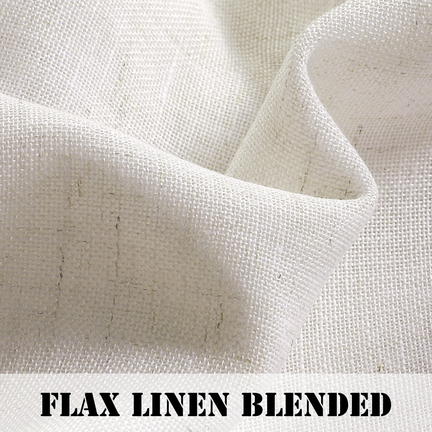 H.VERSAILTEX Kitchen Curtains - linen Curtains 63 inches Long for Bedroom Window Treatments for Living Room / Rich Linen Curtain Panels and Drapes, Natural, 2 Panels