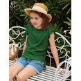 thumbnail image 5 of Arshiner Cute Shirts for Girls Girls Summer Tops Short Sleeve Ruched Knot Side Casual Loose Spring and Summer Tops Tee Blouse Green 9-10 Years, 5 of 7