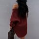 thumbnail image 4 of Gibobby Suéter para mujer, Suéter con cuello en V para mujer, manga larga, ajuste delgado(Rojo,XG), 4 of 4