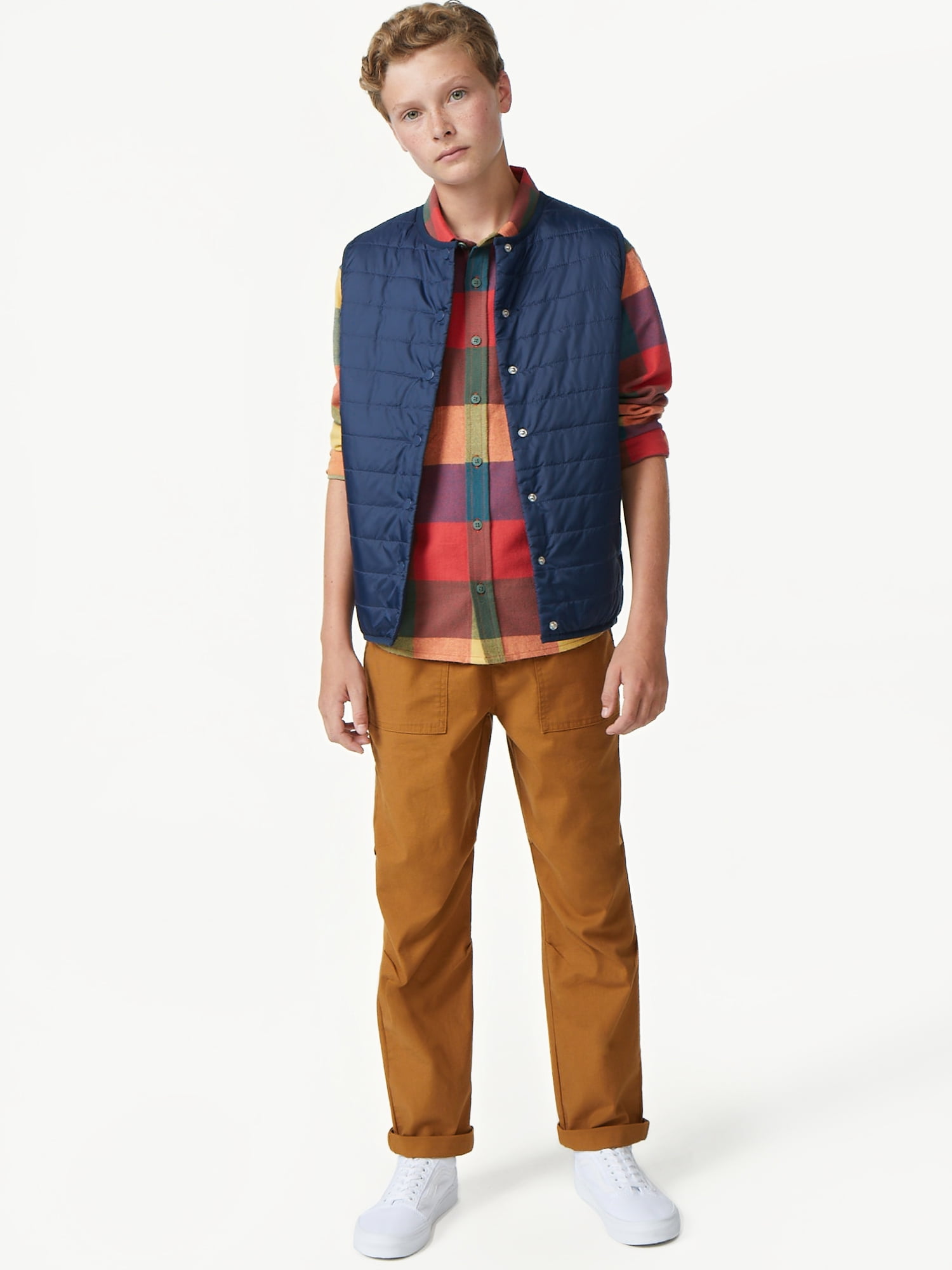 Free Assembly Boys Solid Packable Vest, Sizes 4-18