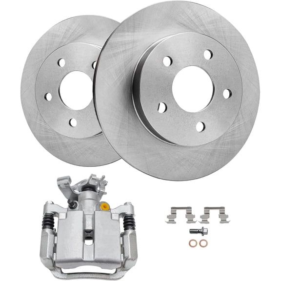 Detroit Axle - 5 Lug 270mm Rear Disc Brake Rotors   Left Brake Caliper Replacement for Chevy Cobalt Malibu HHR Pontiac G6 Saturn Aura - 3pc Set