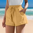 thumbnail image 5 of Audhol Linen Shorts for Women! Womens Casual Linen Shorts High Waisted Wide Leg Cute Summer Beach Shorts with Pockets Summer Shorts for Women Yellow 2XL, 5 of 5