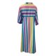 thumbnail image 4 of Vestido Casaul para mujer con cuello en V y media manga con estampado de rayas y botones con abertura Fridja qw4478, 4 of 7