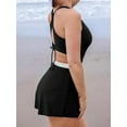 thumbnail image 3 of CUPSHE Women's One Piece Swimsuit Swim Dress Scoop Neck Bathing Suit Wide Straps Color Block Crisscross Back Tie Cutout, 3 of 6