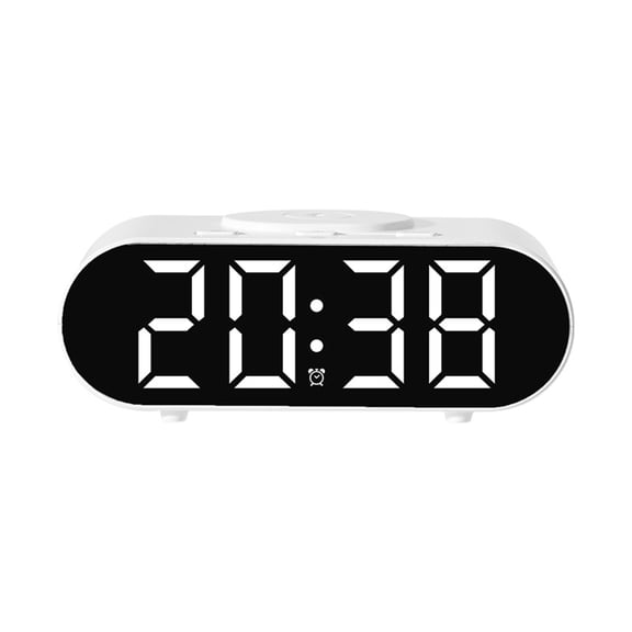 Unique Bargains Oval Alarm Clock Decorate for Bedroom White