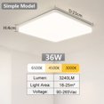 thumbnail image 1 of Lámpara de techo Led cuadrada para iluminación de dormitorio, blanco neutro, blanco frío, blanco cálido, 48W, 36W, 24W, 18W, luz de techo led para sala de estar Tan Jianjun unisex, 1 of 2